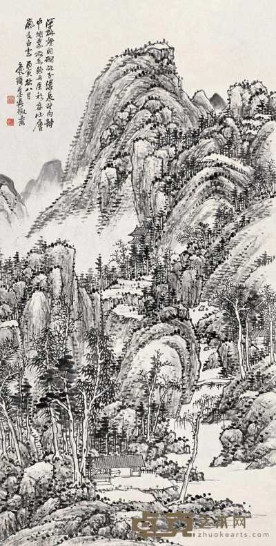 吴徵 丙寅（1926年作） 丹崖白云 立轴 105×53cm